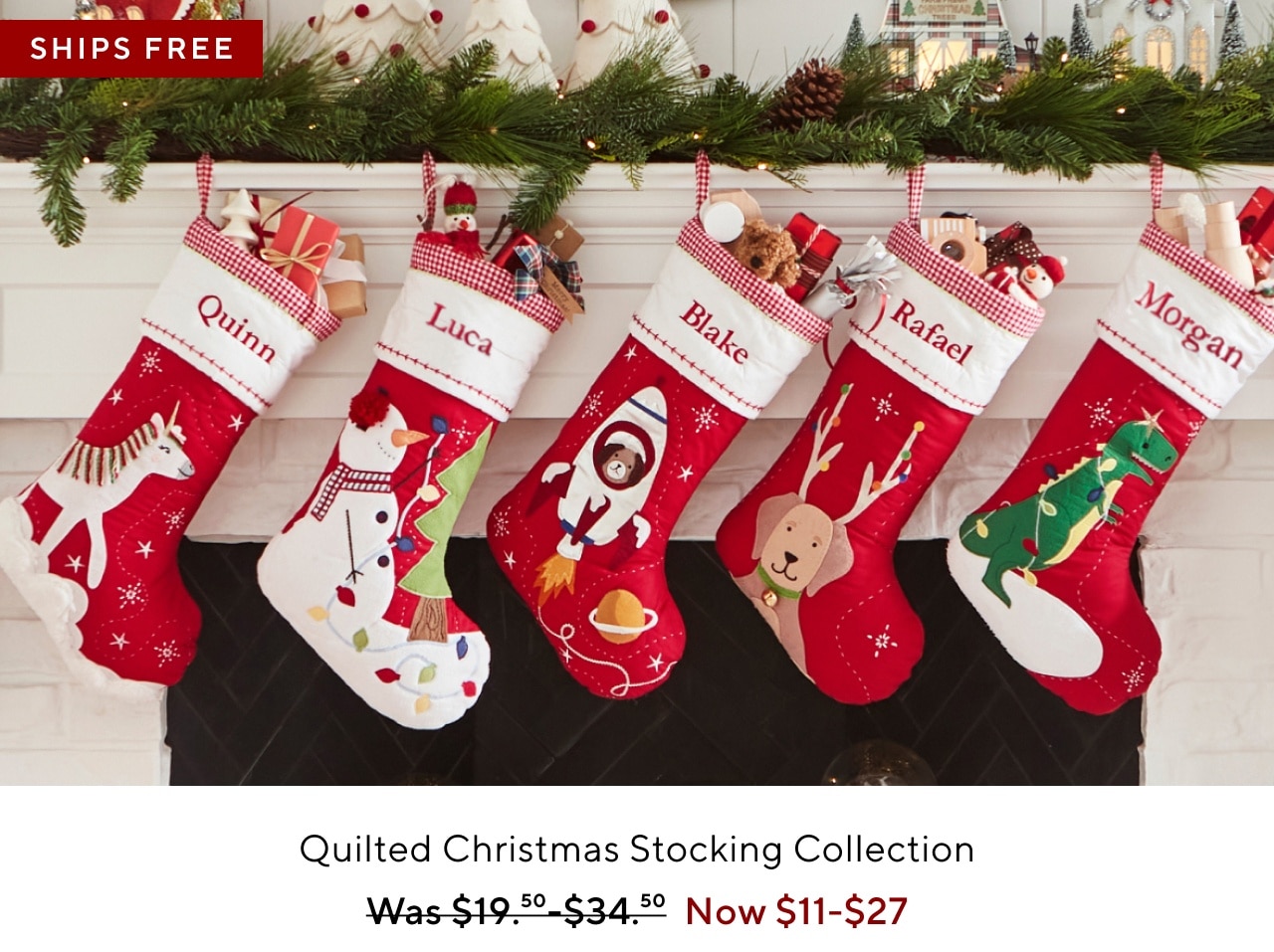 QUILTED CHRISTMAS STOCKING COLLECTION