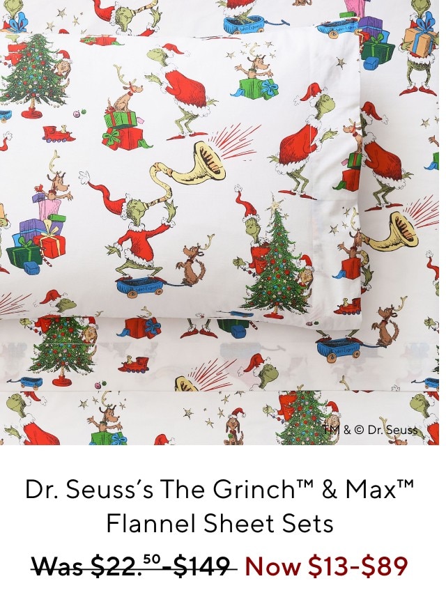 DR. SEUSS'S THE GRINCH & MAX FLANNEL SHEET SETS