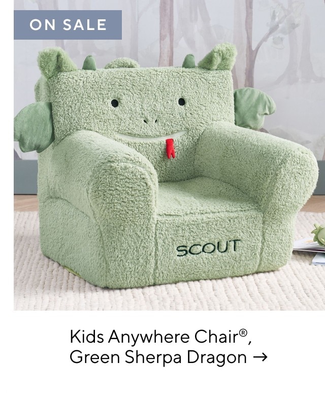 KIDS ANYWHERE CHAIR, GREEN SHERPA DRAGON