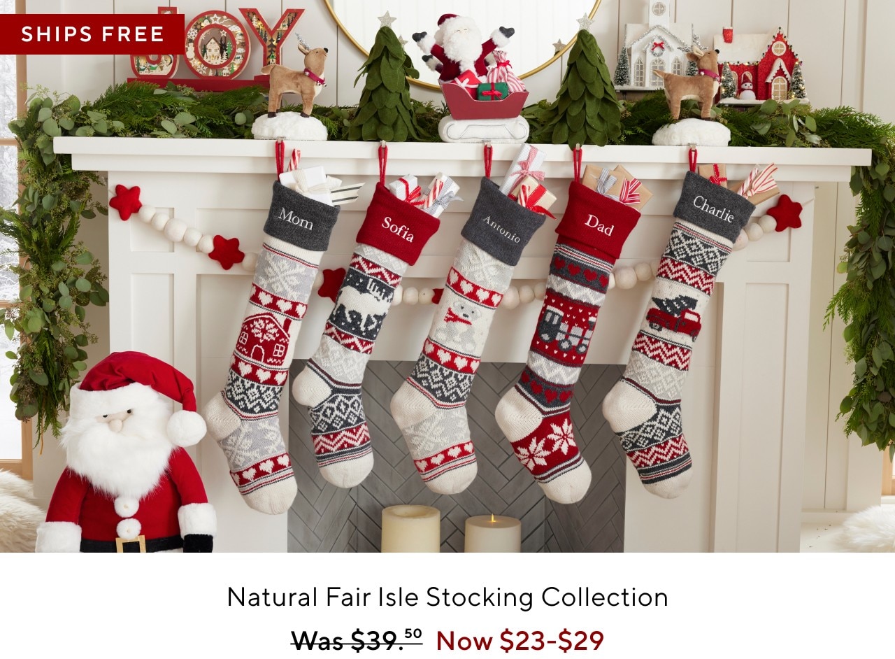 NATURAL FAIR ISLE STOCKING COLLECTION