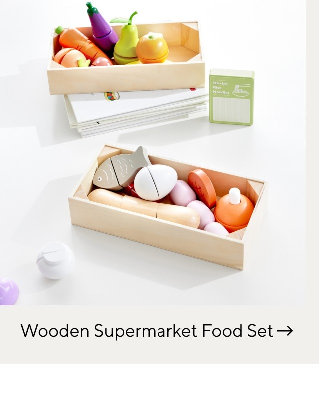 WOODEN SUPERMARKET FOOD SET