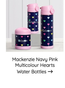 Mackenzie Navy Pink Multicolour Hearts Water Bottles 