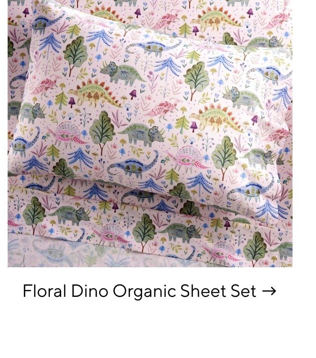 FLORAL DINO ORGANIC SHEET SET