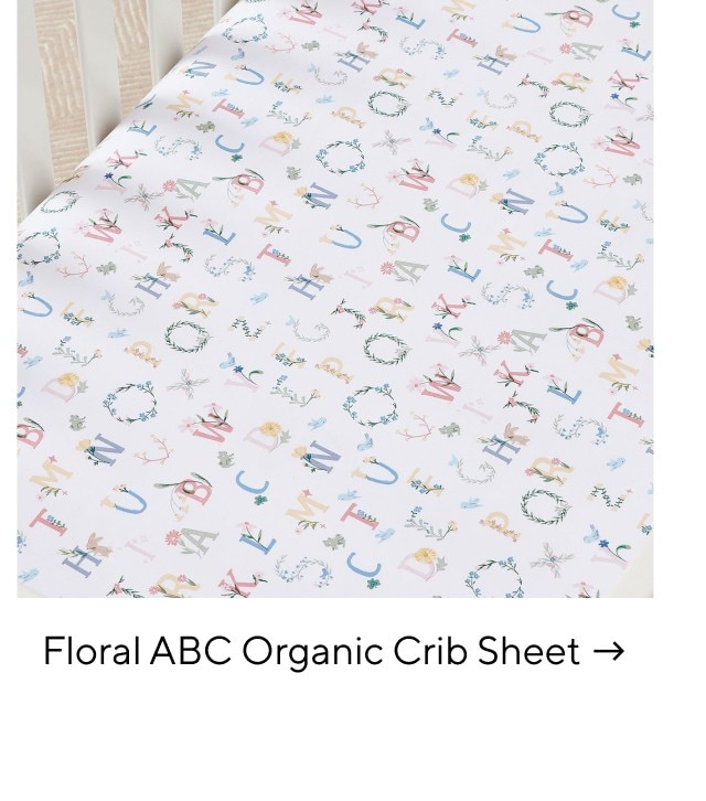 FLORAL ABC ORGANIC CRIB SHEET