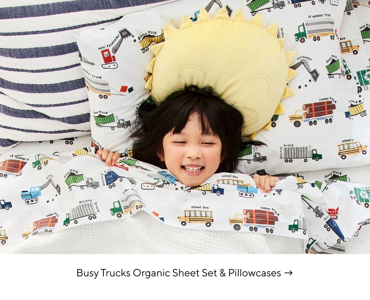 BUSY TRUCKS ORGANIC SHEET SET & PILLOWCASES