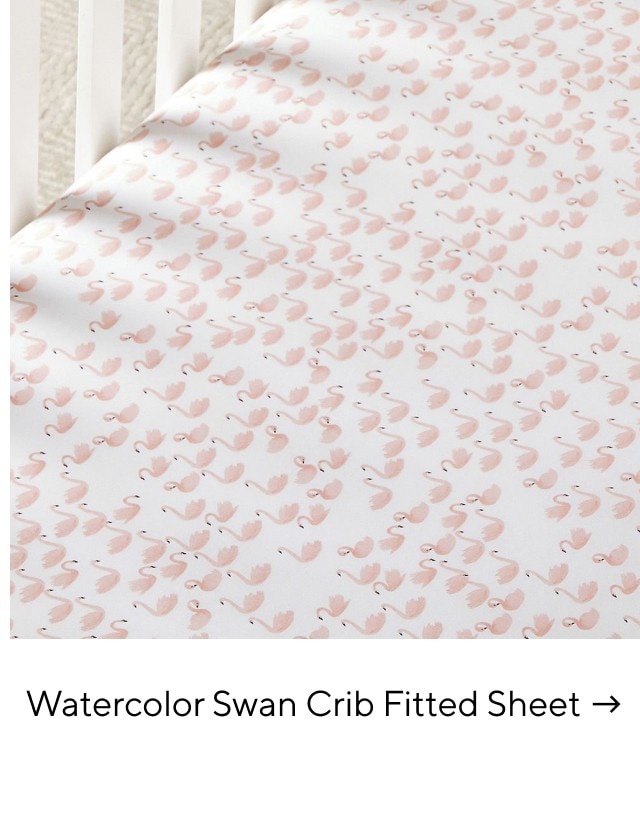 WATERCOLOR SWAN CRIB SHEET