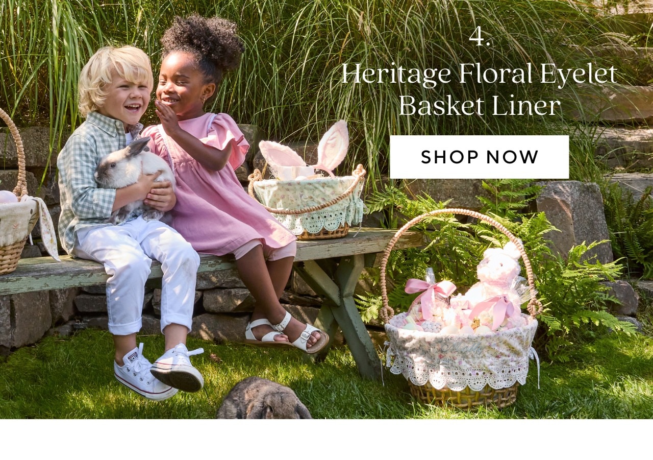 HERITAGE FLORAL EYELET BASKET LINER