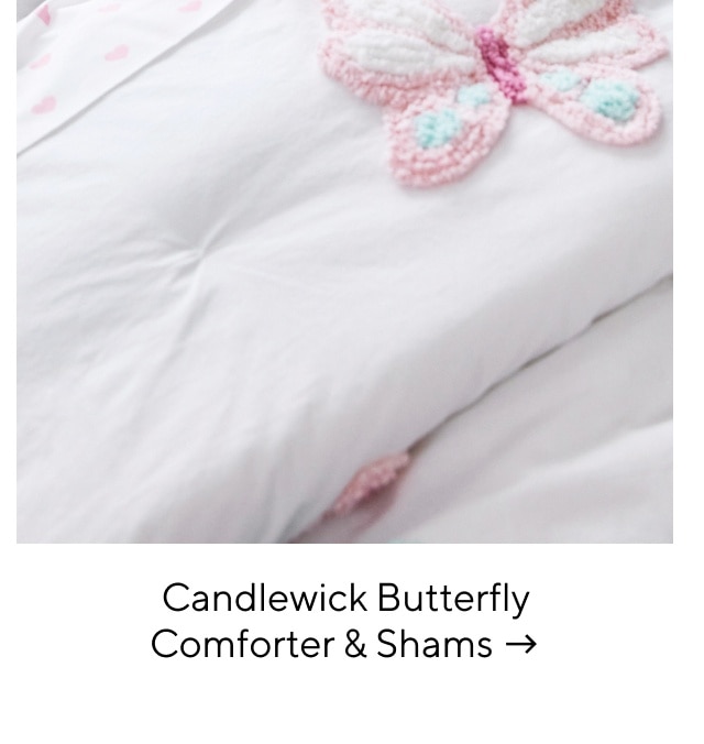 CANDLEWICK BUTTERFLY COMFORTER & SHAMS