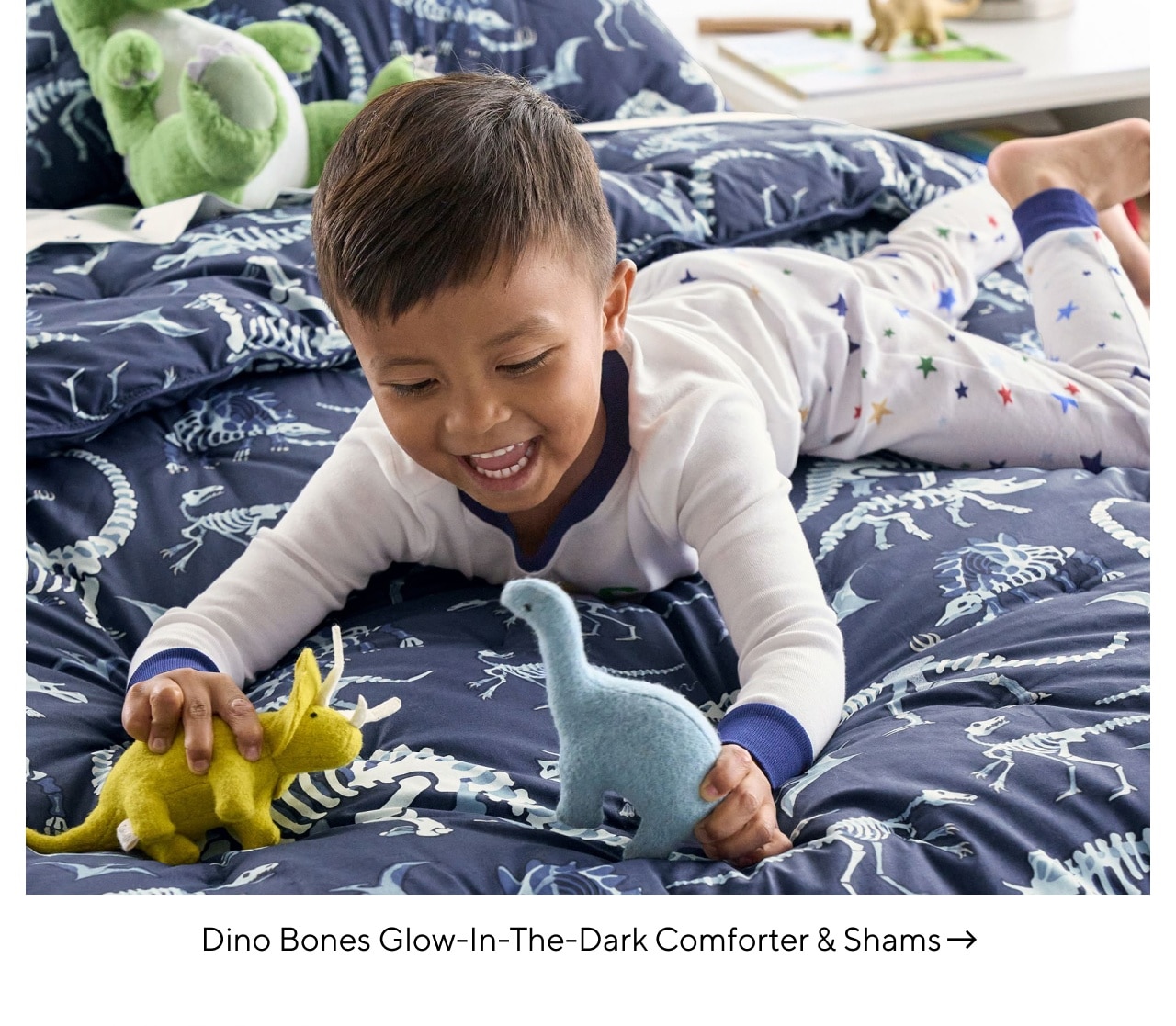 DINO BONES GLOW-IN-THE-DARK COMFORTER & SHAMS