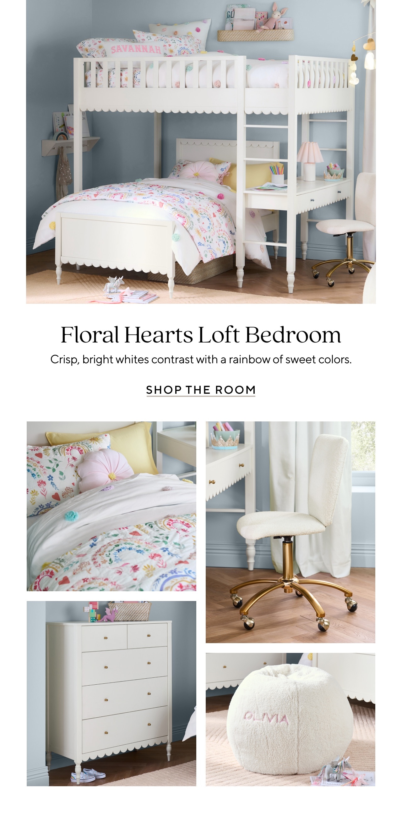 FLORAL HEARTS LOFT BEDROOM