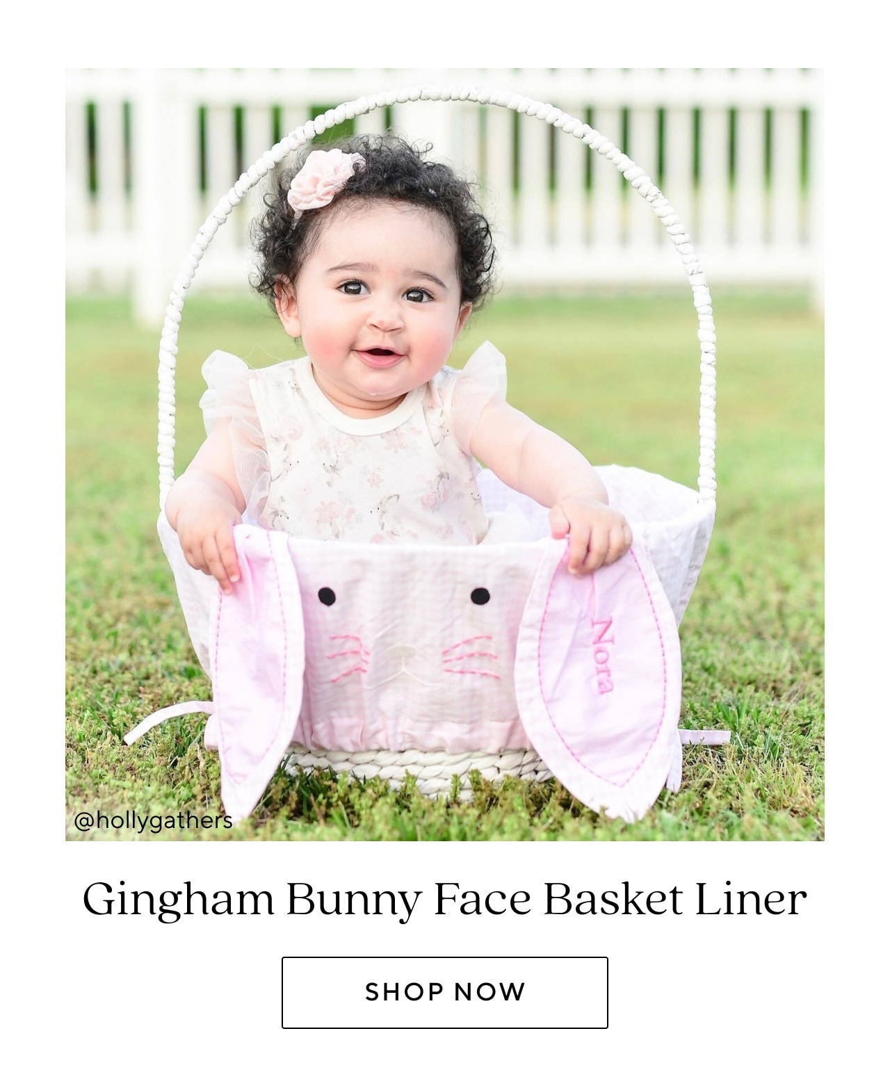 GINGHAM BUNNY FACE BASKET LINER