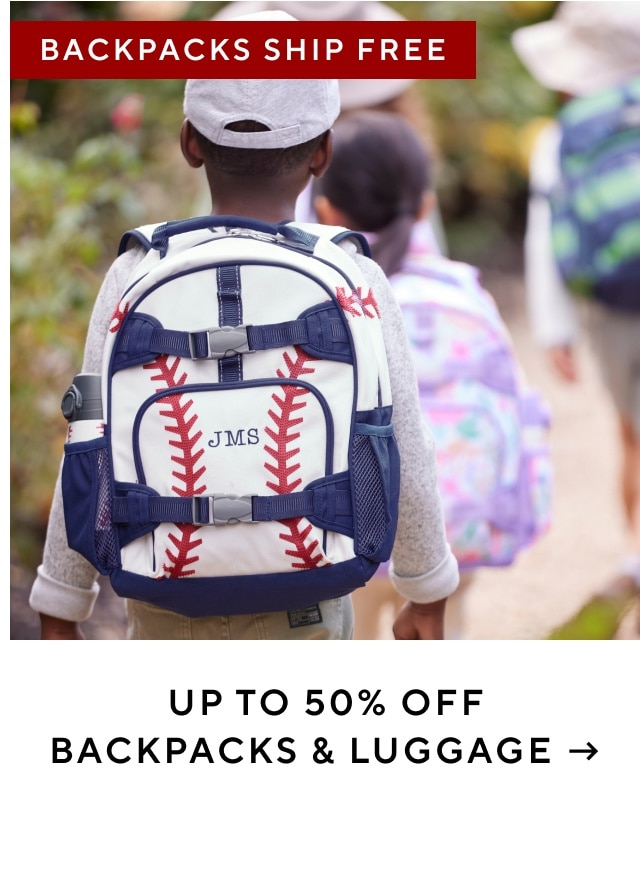 Up to 50% Off Backpacks & Luggage