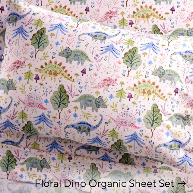 floral dino organic sheet set