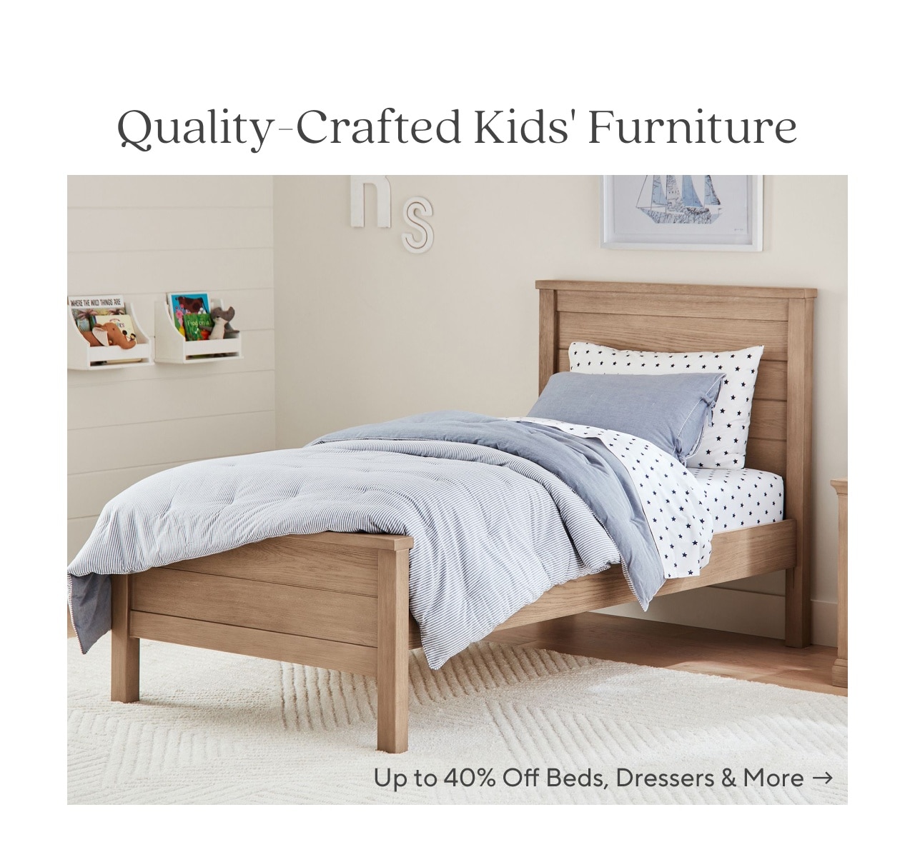 up to 40% off beds, dressers & more