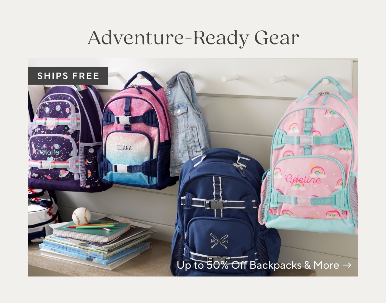 up to 50% off backpacks & more