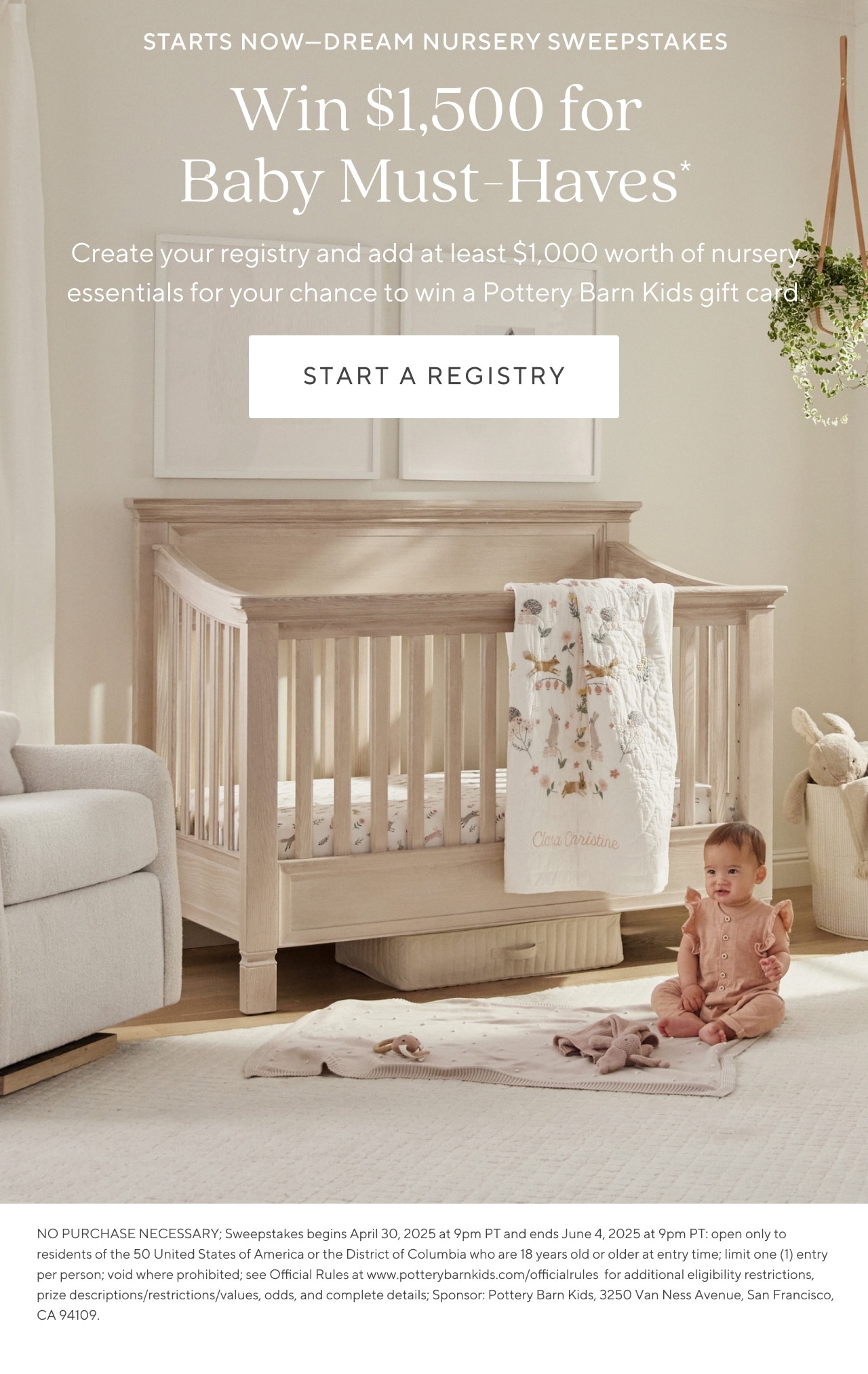 Starts Now - Dream Nursery Sweepstakes. Start a registry
