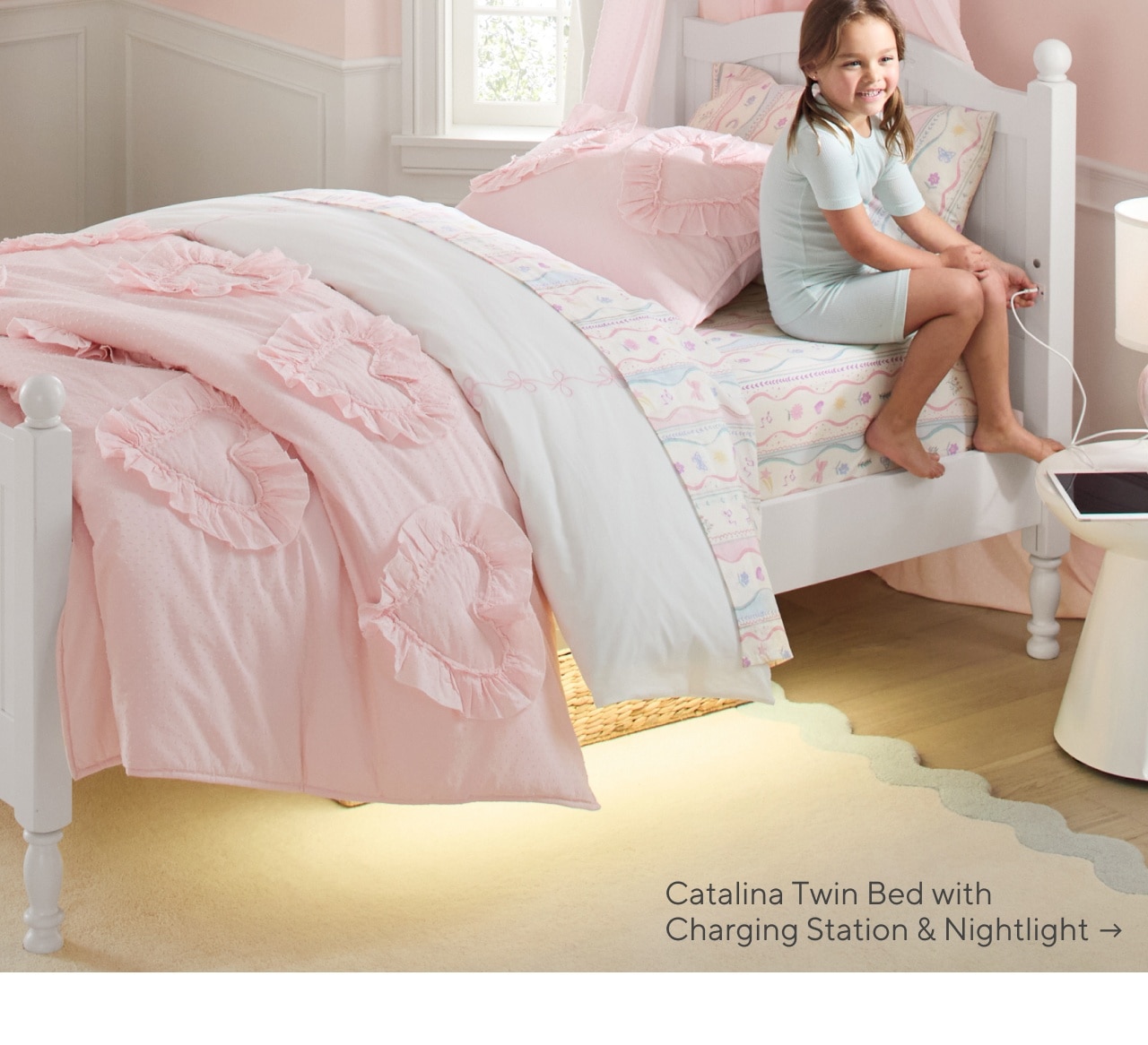 catalina twin bed with charging station & nightlight