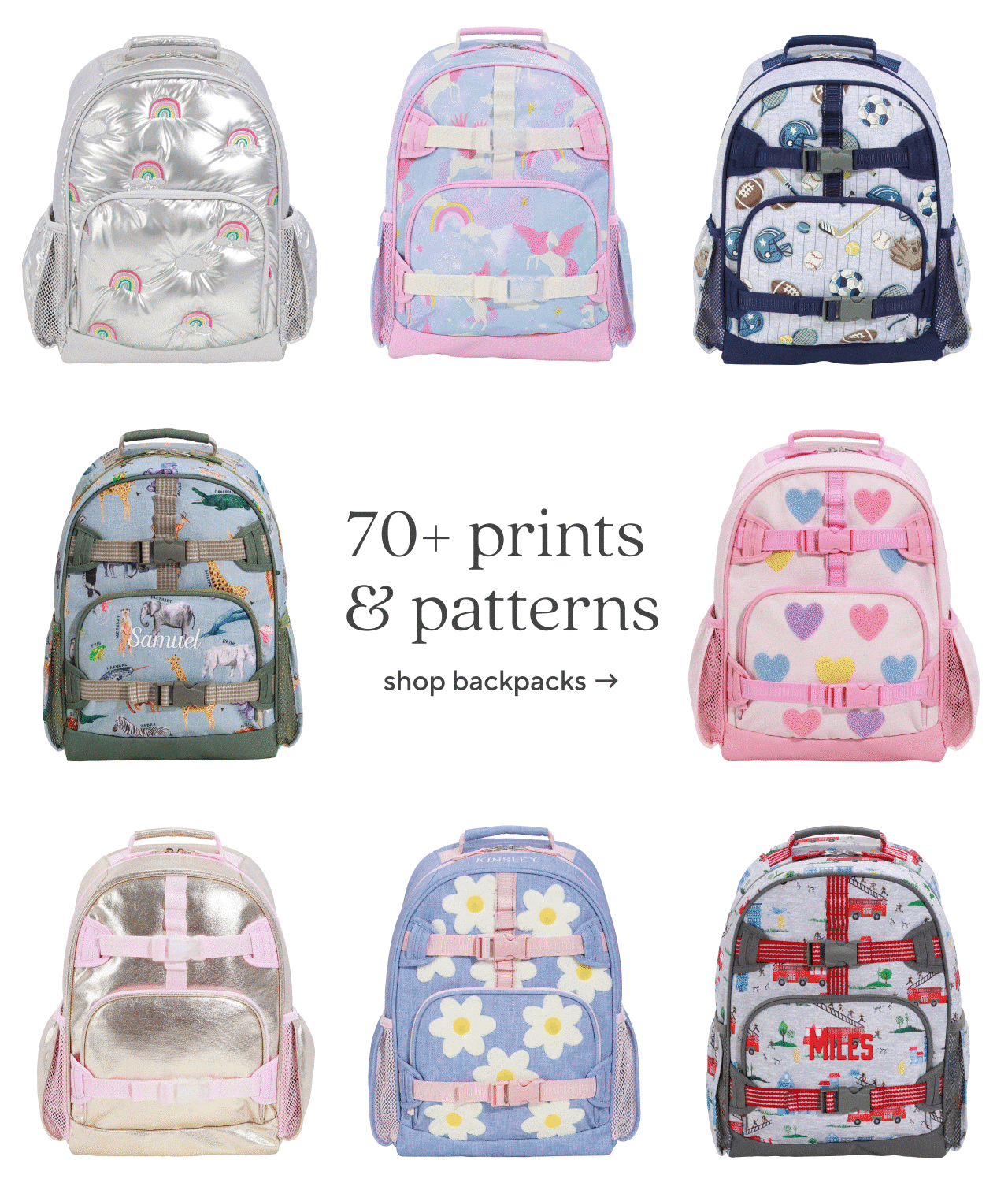 70+ prints & patterns. shop backpacks