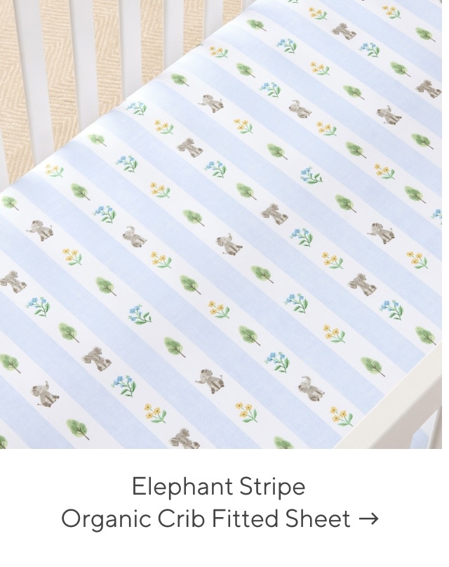 elephant stripe organic crib fitted sheet
