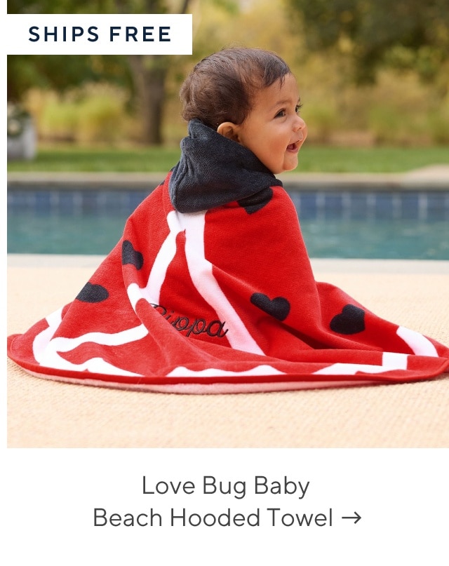 love bug baby beach hooded towel