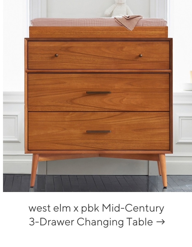 west elm x pbk mid-century 3 drawer changing table