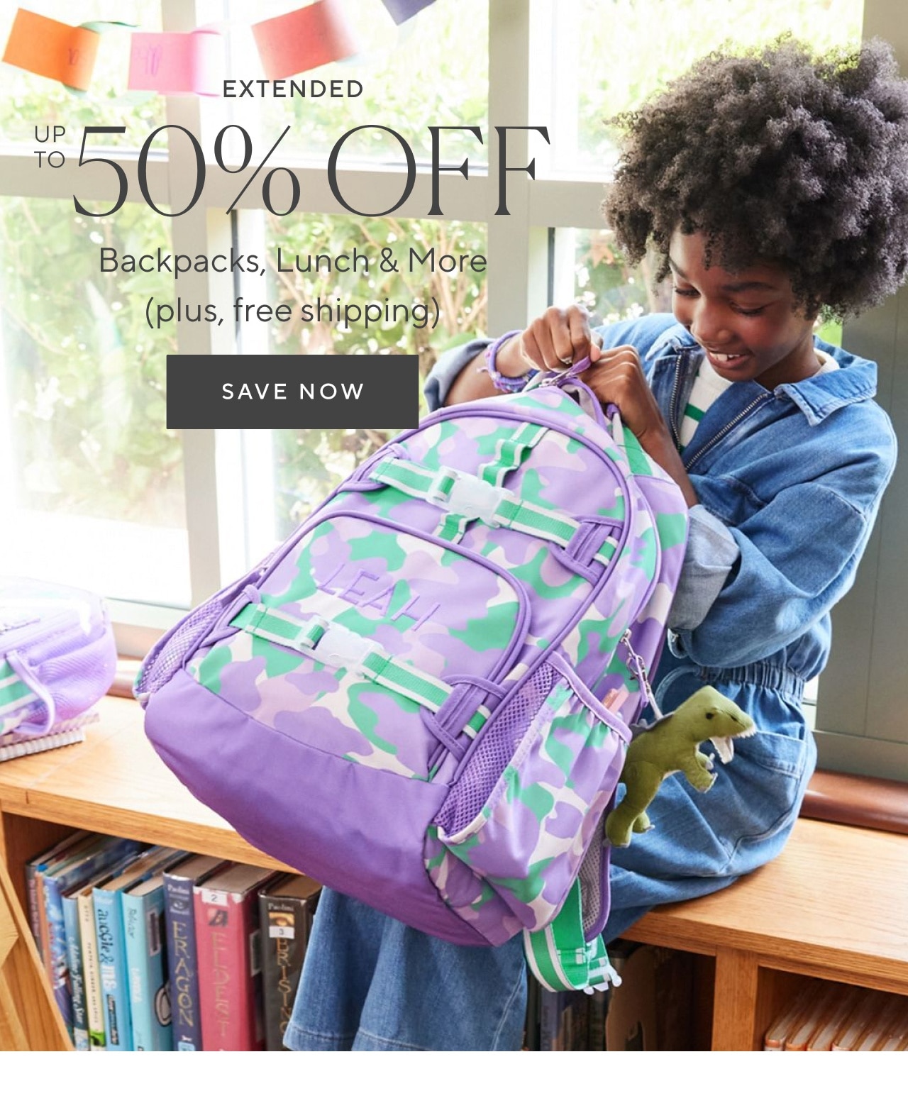 up to 50% off backpacks, lunch & more. save now