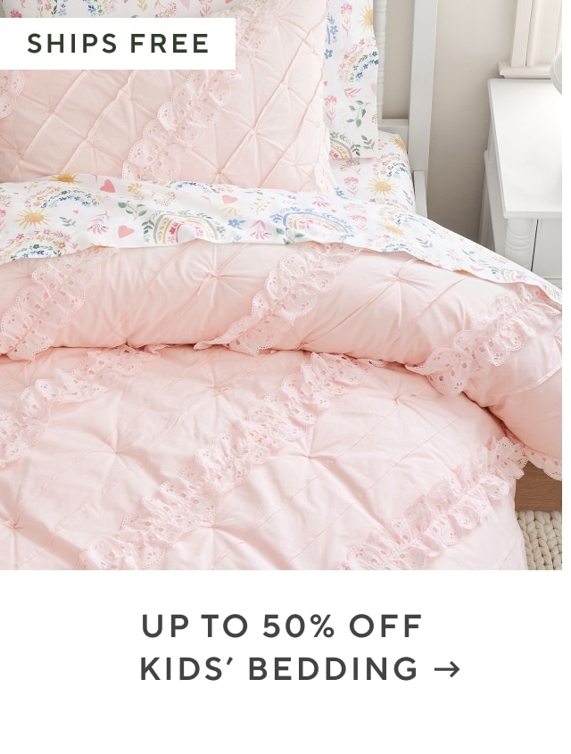 up to 50% off kids' bedding