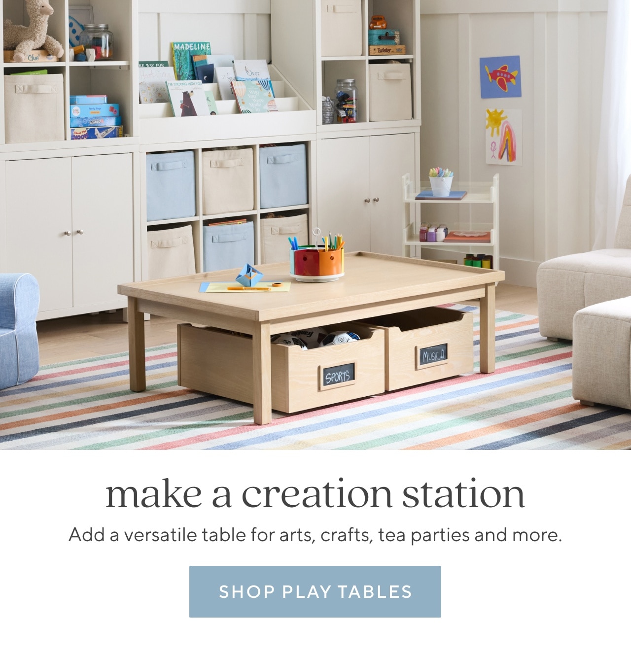make a creation station. shop play tables