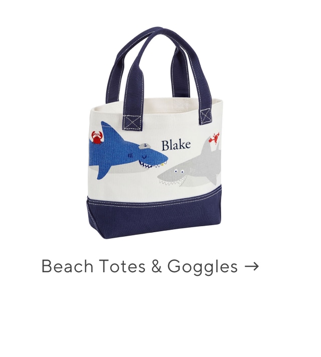 beach totes and goggles
