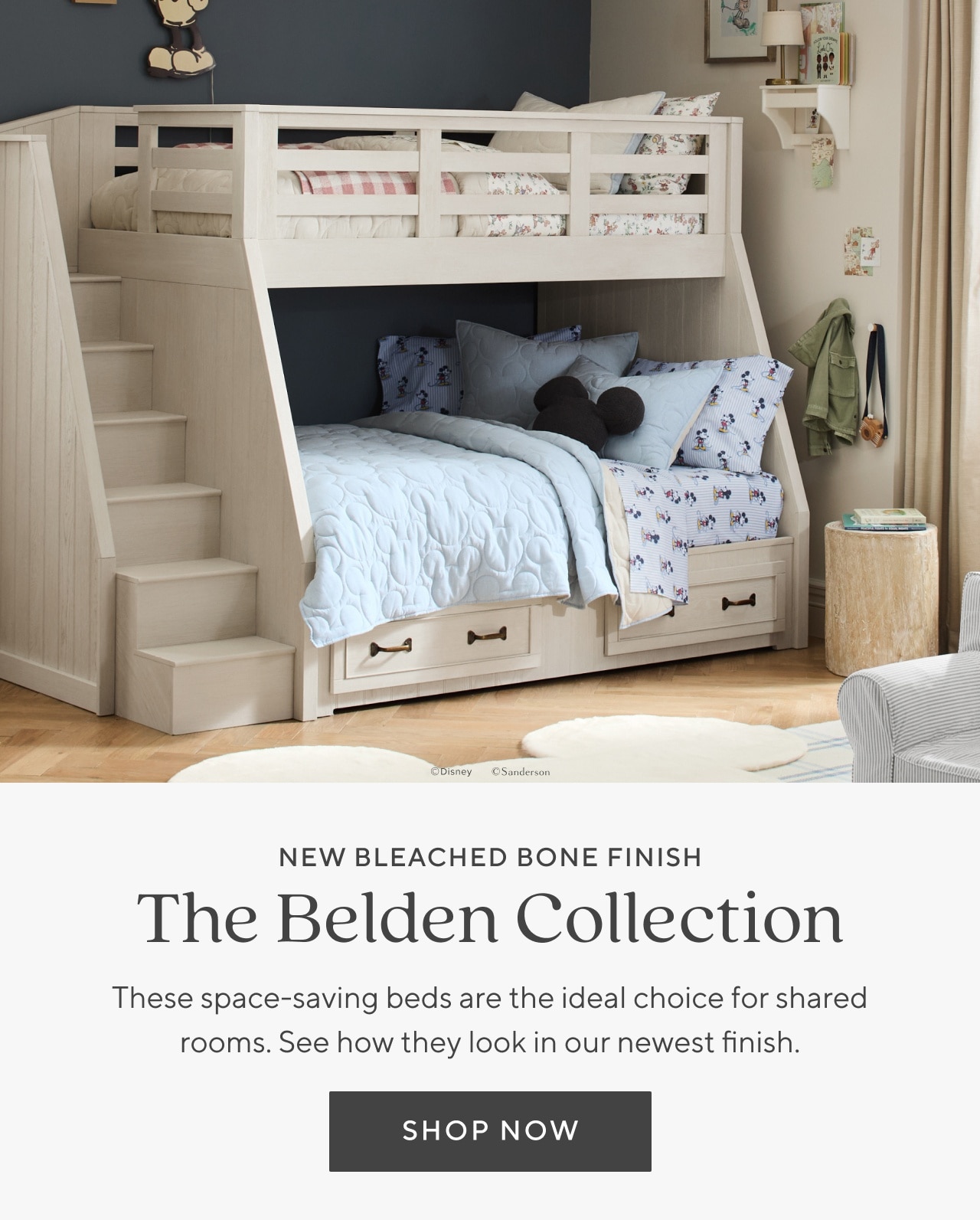 new bleached bone finish. the belden collection. shop now