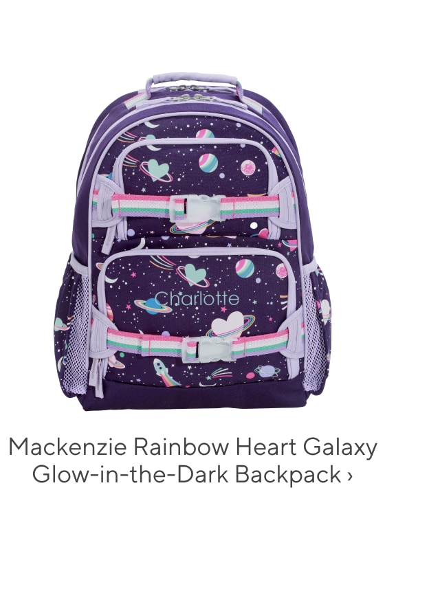 mackenzie rainbow heart galaxy glow in the dark backpack