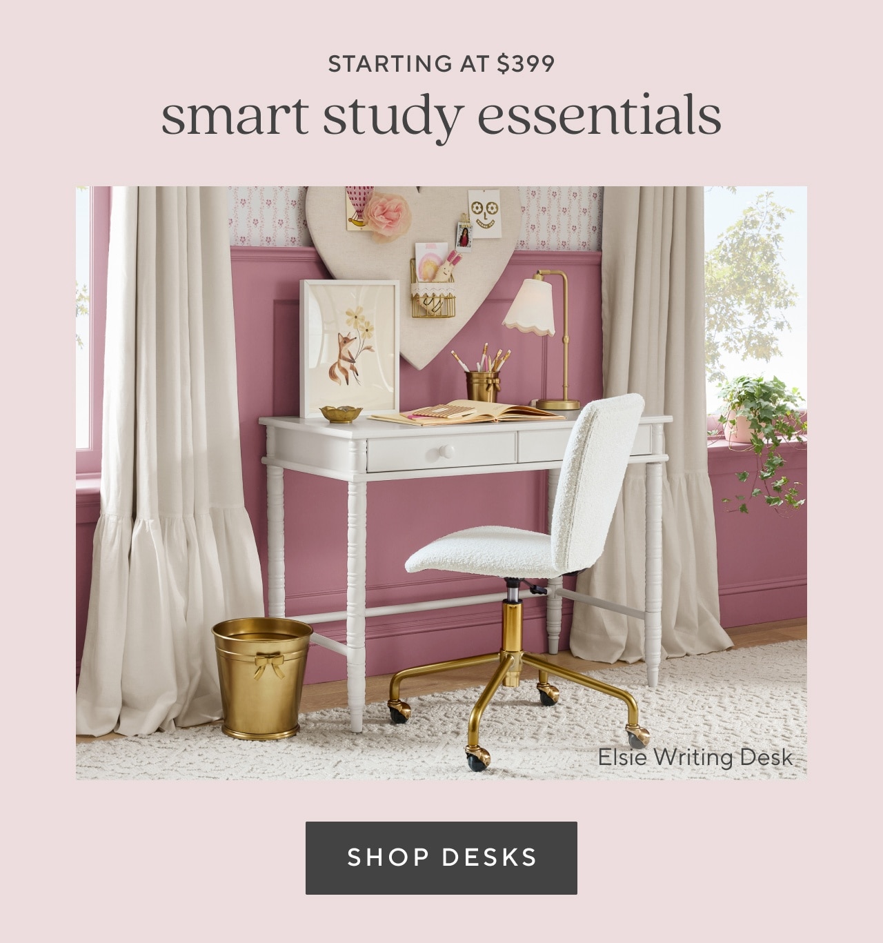 starting at $399. shop desks