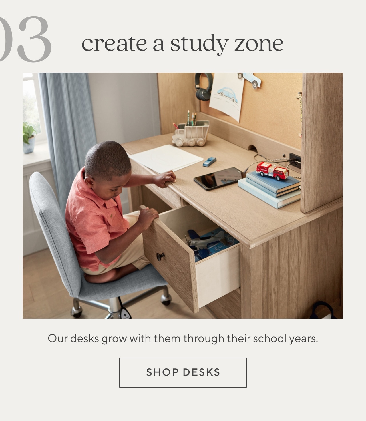 3. create a study zone. shop desks